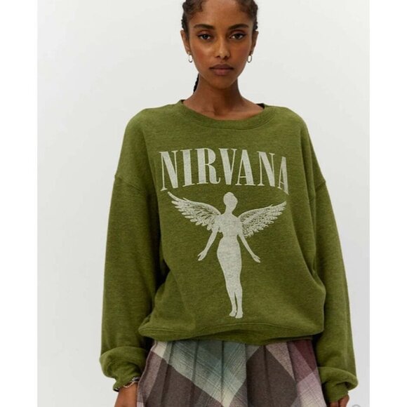DAYDREAMER Nirvana in Utero Tour Oversized Sweatshirt Green Size Large - Picture 1 of 9